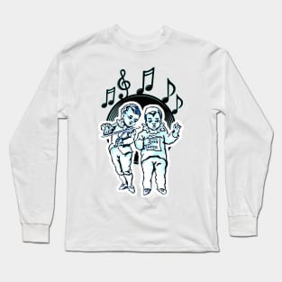 Boys singing and playing the violin Long Sleeve T-Shirt